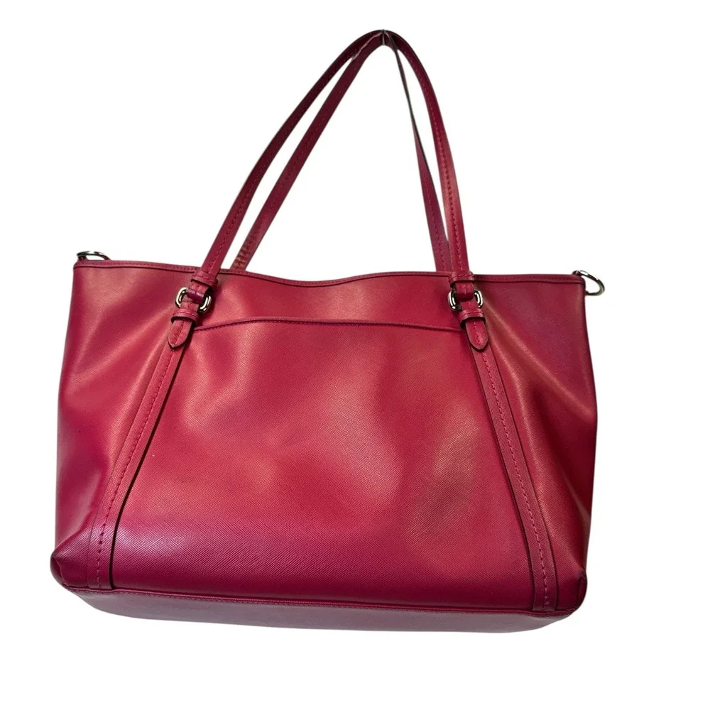 Coach Raspberry Pink Leather East West Gallery‎ Tote Bag Purse Handbag